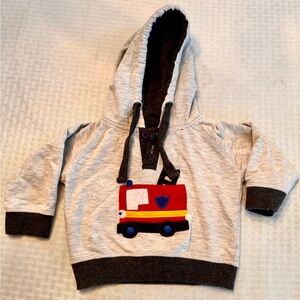 Donuts Baby Hoodie 12–18M Gray Fire Truck Appliqué Pullover